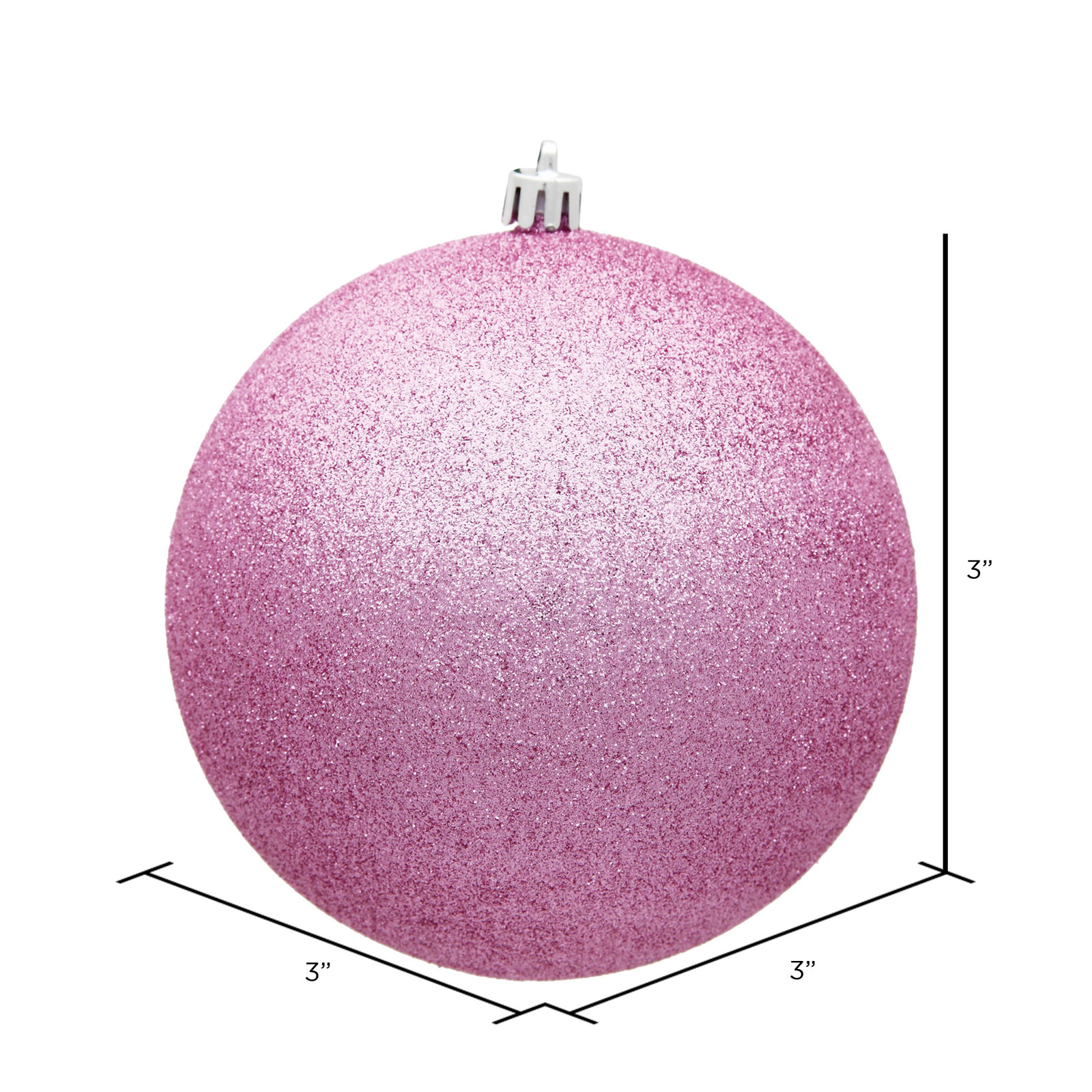 Holiday Décor Ball Ornament, 3" H x 3" W x 3" D, Pink