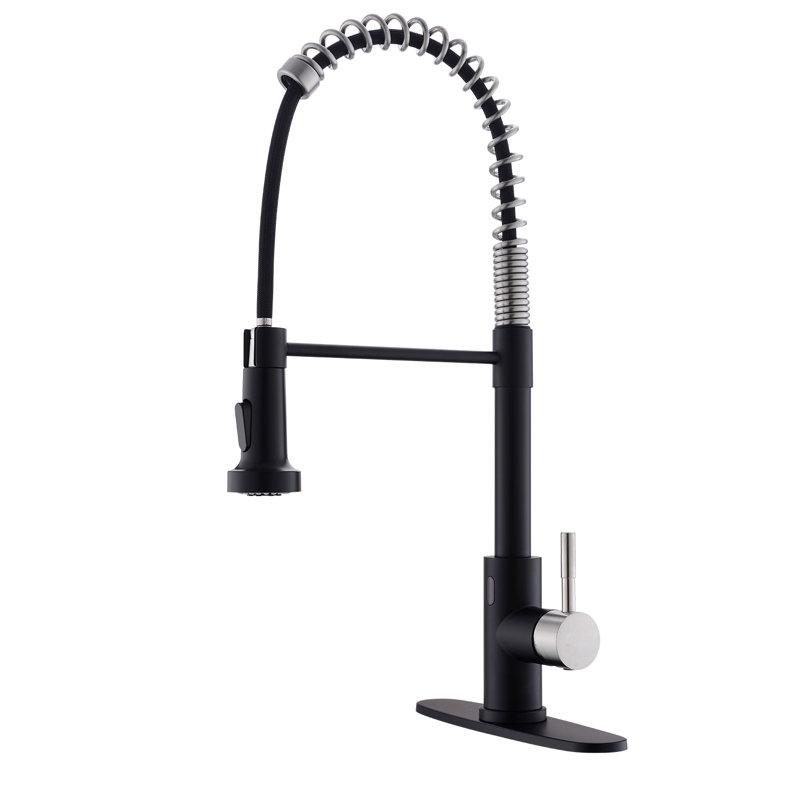 GAWEZA Pull Down Touchless Kitchen Faucet, Nlckel/Black