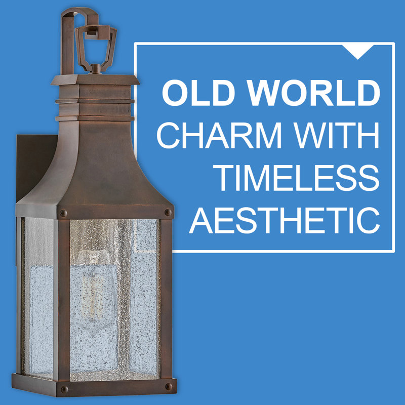 Beacon Hill Brown 18" H Seeded Glass Outdoor Wall Lantern, Blackened Copper