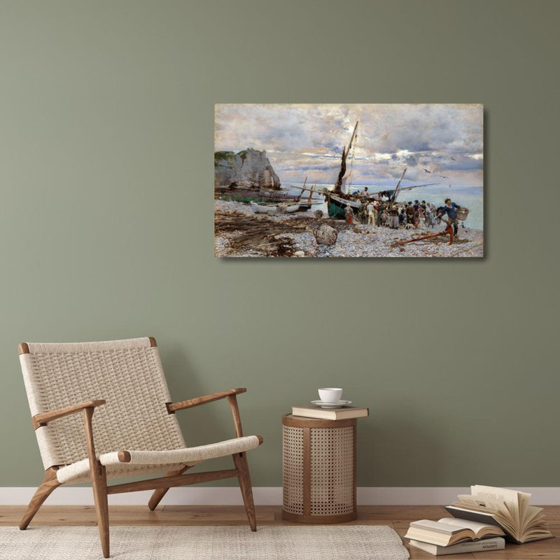 "Return of the Fishing Boats, Étretat" by  Giovanni Boldini - Gallery Wrap Canvas Wall Art, 40" H x 28" W