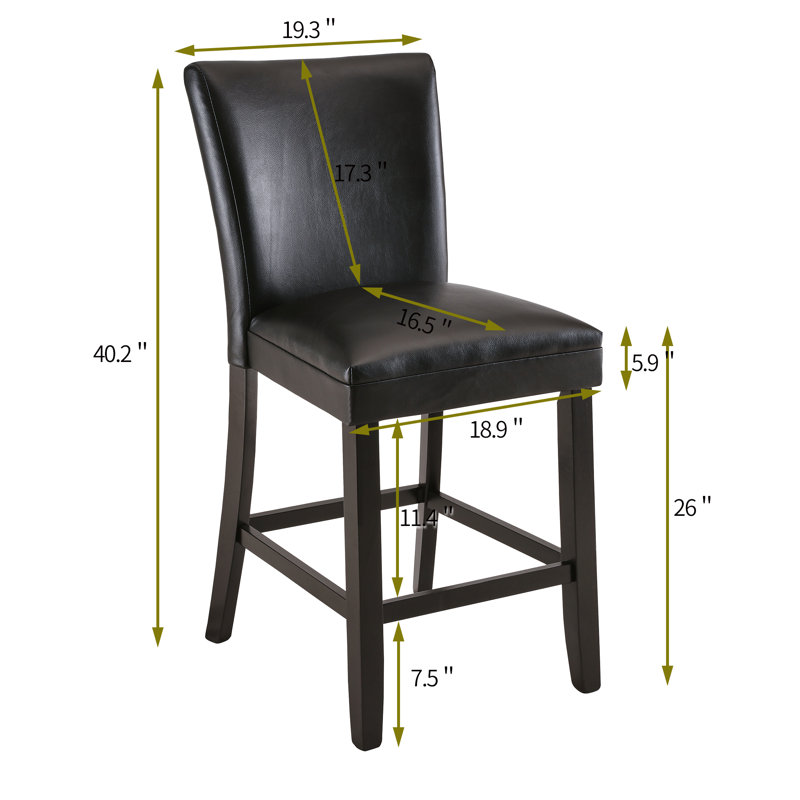 Solid Wood Counter Stool, Black