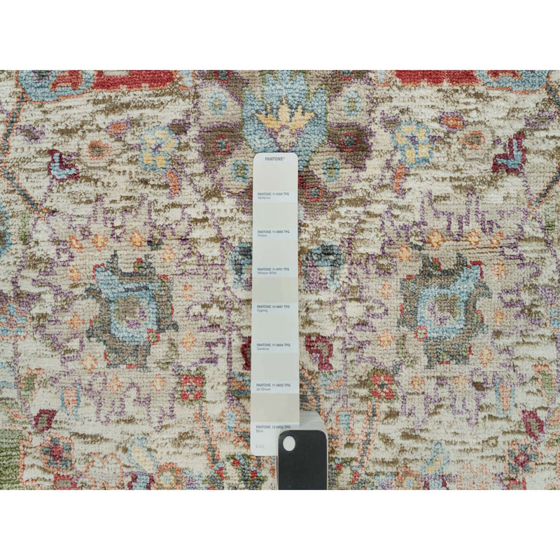 Tapis blanc en laine et en laine noué à la main 5 pi x 5 pi Arcadia 5276F84C10B34946A174C8F48C0BB863