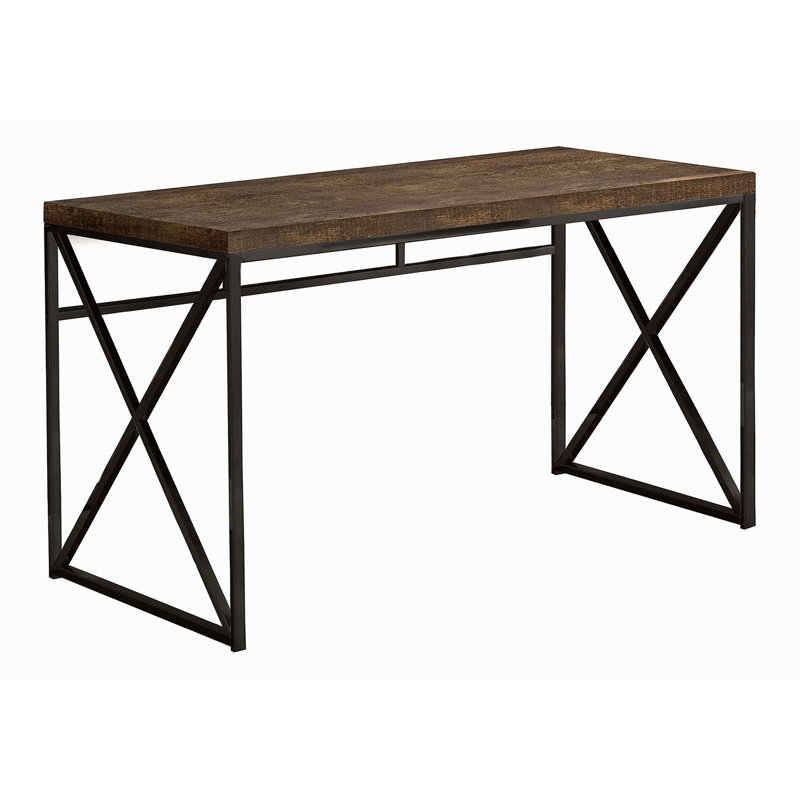 Bureau d'ordinateur, bureau personnel, ordinateur portable, travail, stratifié, contemporain, moderne, Brun
