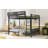 Queen Over Queen Metal Bunk Bed With Ladder And Storage Shelf For Adults Teens,Black