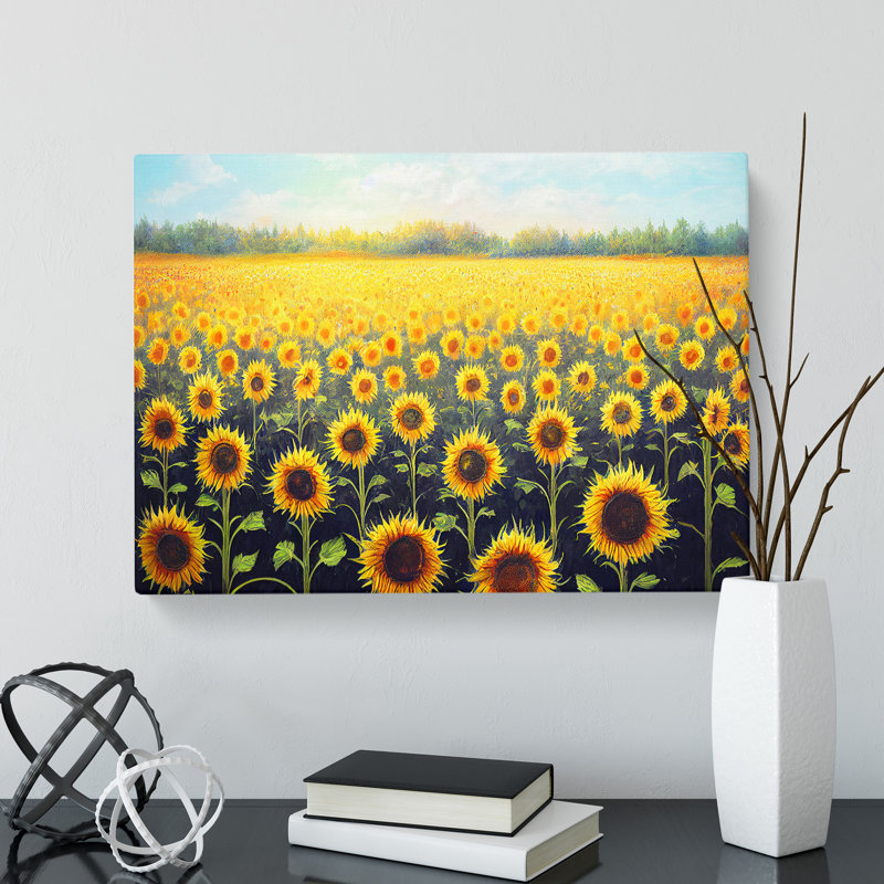 Iconic Sunflower Field - Wrapped Canvas, 35cm H x 50cm W x 3cm D