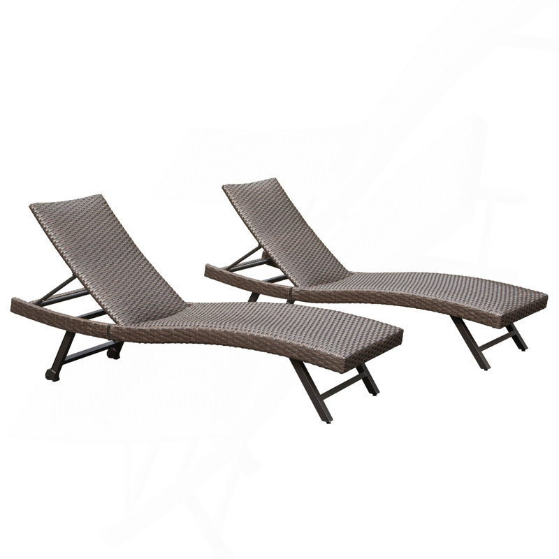 Chaise longue d'extérieur en osier 2 pièces