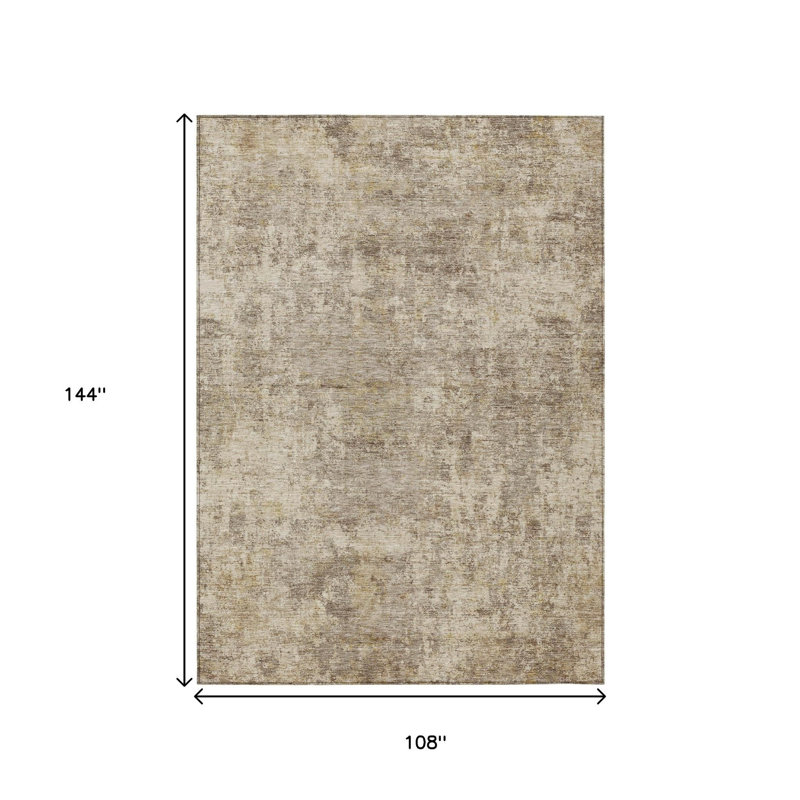 Tapis intérieur lavable abstrait taupe et beige 9 pi x 12 pi