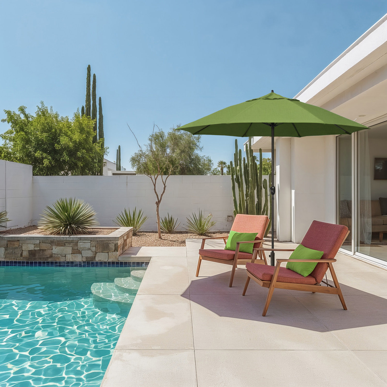Gino 7.2' Sunbrella® Umbrella, Spectrum Cilantro Sunbrella® Plainweave, 94"H x 86.3"W x 86.3"D