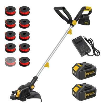 Cordless String Trimmer, 12" Electric Grass Trimmer, 8 String Strimmer Lines, Battery Powered Weed Wacker for Lawn and Yard Care