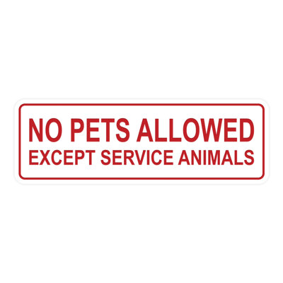 Enseigne standard interdite aux animaux de compagnie sauf les animaux de service (gris clair / bourgogne) - moyen 2 3/4 po x 7 po