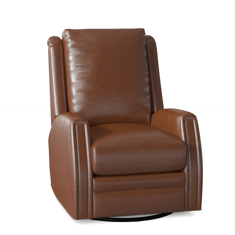 Lockhart Recliner, Swivel Glider with Manual Recline & Inside Release, No Nailhead, Alpine Dark Grey Genuine Leather