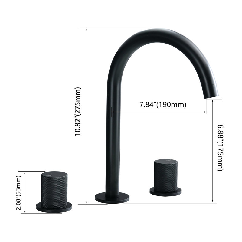 Modern Matte Black 2 Faucet With Construction And Temperature Control 8 Inch Brass Corrosion Surface, Matte Black