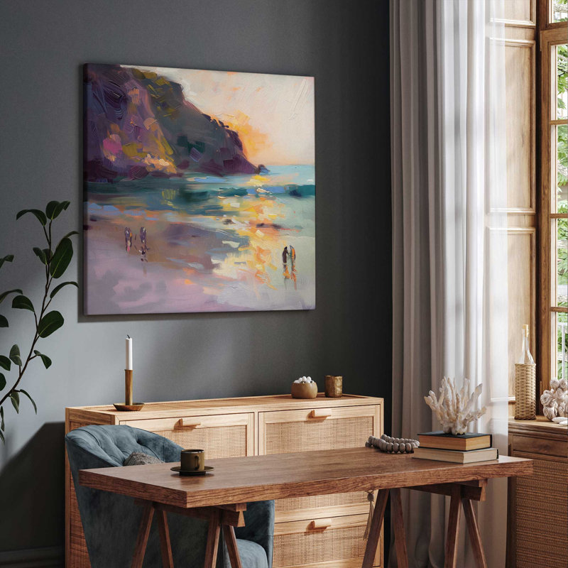 «Nocturne Sunset Soiree V1 (Square)», reproduction d'art encadrée sur toile par Azure Artisanal Studio, Toile tendue