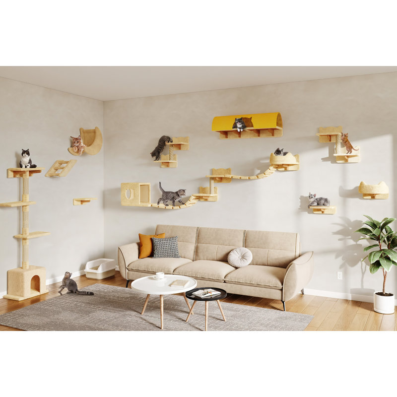 Ensemble de meubles muraux pour chat 20 pièces, Beige
