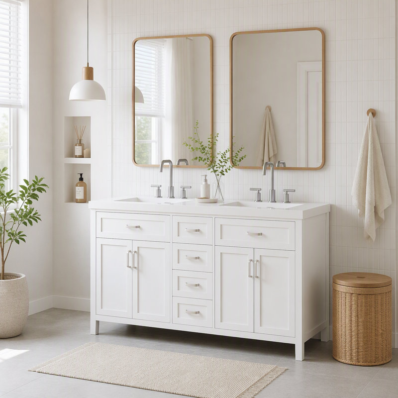 Meuble-lavabo 59,1 po avec lavabo, blanc