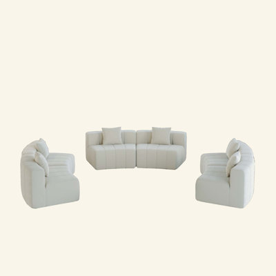 Canapé modulaire courbé en chenille avec 6 coussins, canapé modulaire courbé symétrique semi-circulaire pour la chambre à coucher, le salon, le bureau pour les loisirs ou la sieste, la salle de lecture et le hall d'entrée