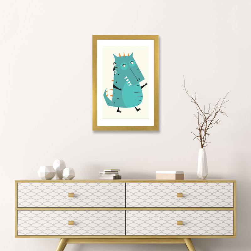 Monstre III - Imprimé, Papier encadré doré, Blanc, H 24 po x l 16 po x P 1 po