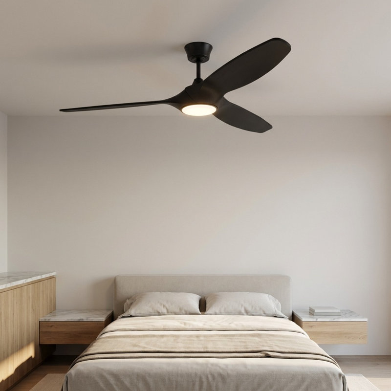 Selen Smart LED Ceiling Fan, Midnight Black, Midnight Black, 60" Wide