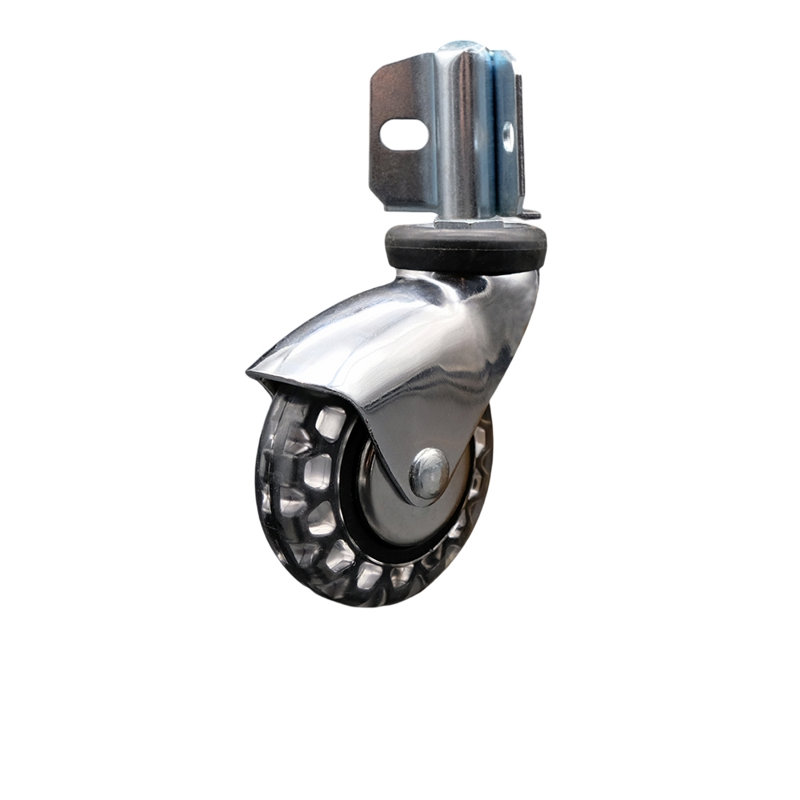 3 Inch Bright Chrome Polyurethane Caster – Corner Mount Bracket – SCC
