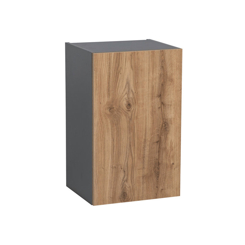 Natural Teak and Gray Particleboard Wall Cabinet, 24" x 24"