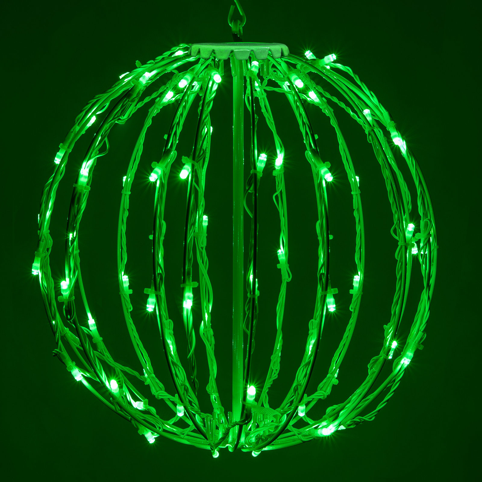 Fold-Flat LED Metal Sphere Light, 12" H x 12" W x 12" D, Green
