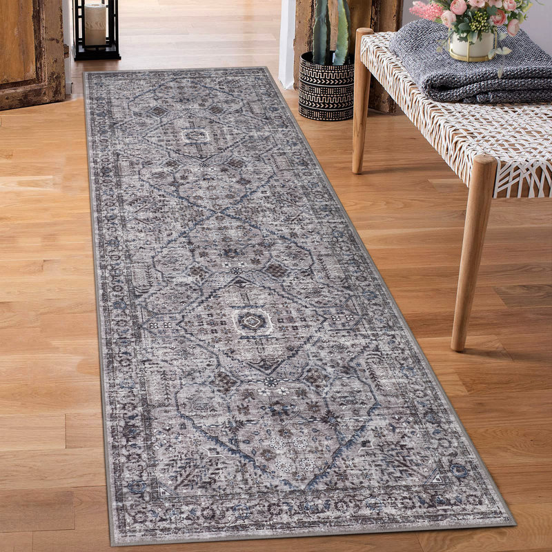 Machine Washable Rug Non-Shedding Rug for Living Room Low Pile Throw Rug Indoor Carpet Ultra-Thin Floor Cover for Bedroom Dining Room Office Playroom