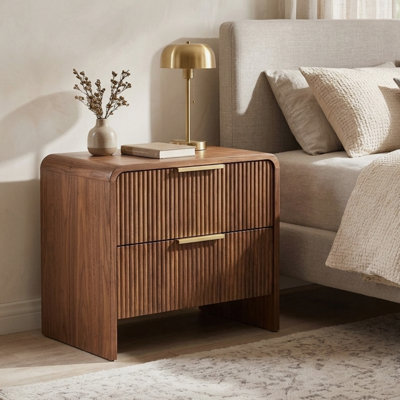 22"W Nightstand with 2-Drawer and Fluted Texture