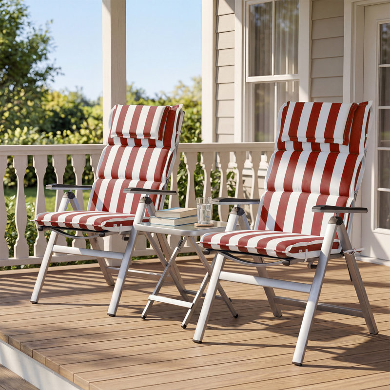  High Back Patio Chair Cushions Set of 2, 47 x 21 x 2.4 Inch, Red