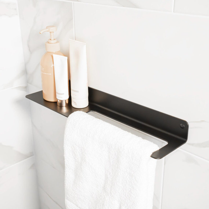 Wall-Mounted Modern Towel Bar & Shelf -16"W BLACK, Black, 2” H x 20” W x 4” D