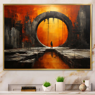 Orange Tunnel Abstract Portal Mixed II - Tunnels Framed Wall Art
