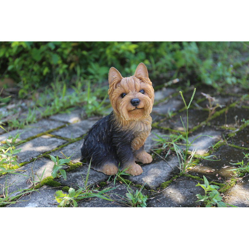 Sitting Yorkshire Terrier Dog Statue