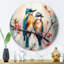 Oiseaux bleus assis sur une branche d'arbre IV - Art mural rond en métal à motif floral-88627976
