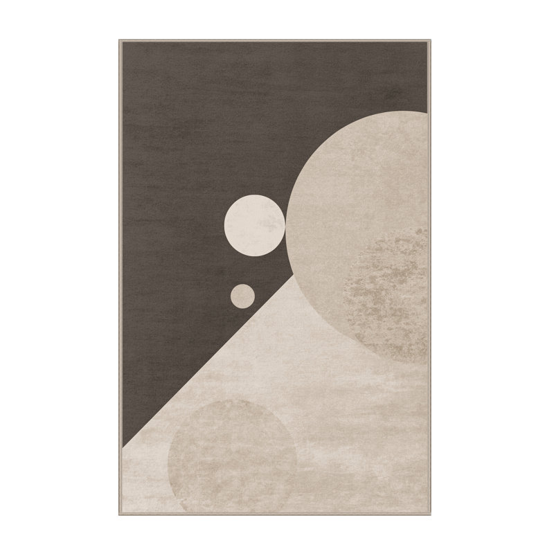 Machine Washable Arellano Goalball Minimalist Rug in Gray – Beige Binding, 7x9