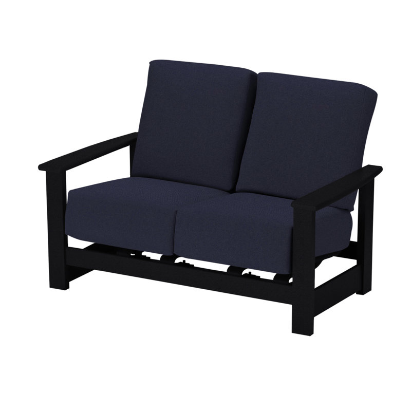 Leeward 56.5'' Wide Loveseat with Cushions, Canvas Navy Sunbrella® Canvas, Black