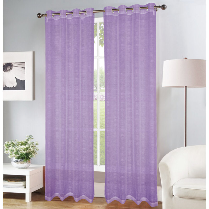 Hayle Semi Sheer Curtain Single Panel, Purple
