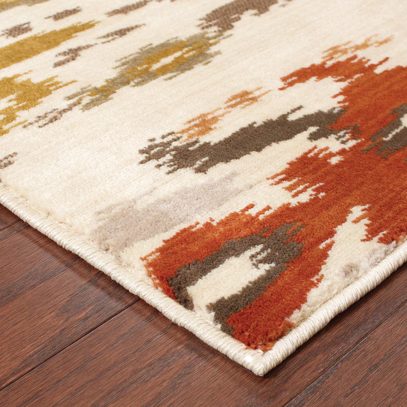 Tapis ivoire / rouge Goble, 9 pi 10 po x 12 pi 10 po