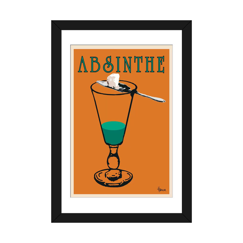 « absinthe », impression sur toile, H 24 po x l 16 po x P 1 po, Papier d'art encadré noir, Blanc