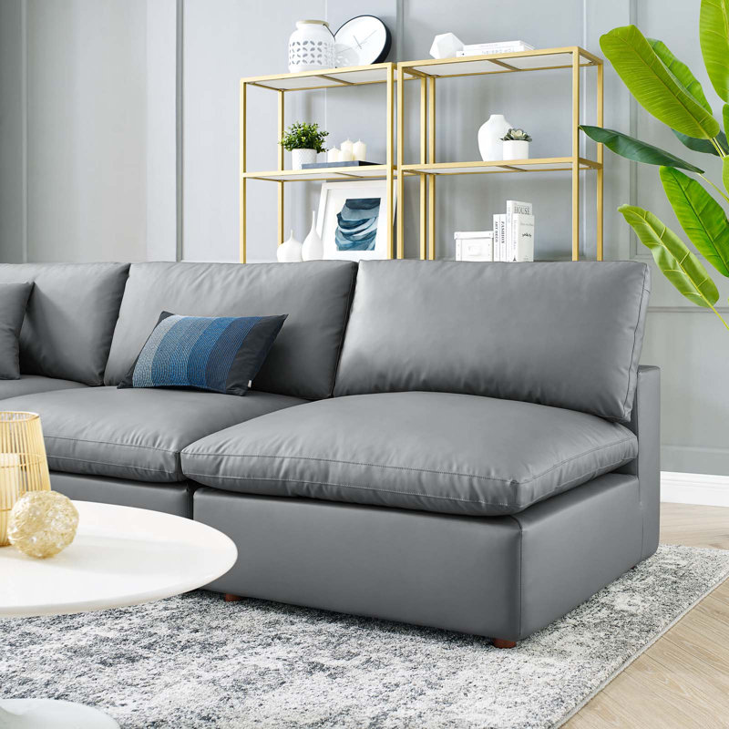 Canapé modulaire 5 pièces Modway Commix, Similicuir gris