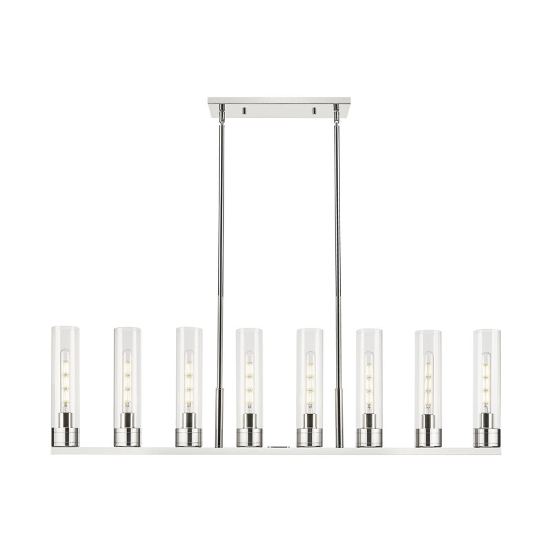 Luminaire suspendu 6 lumières avec abat-jour Scherer, Clair, Nickel poli