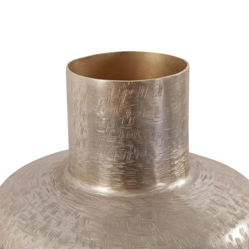 Etched Crossways Short Neck Bottle Vase- Large, Gold, 21.25" H x 8" W x 8" D