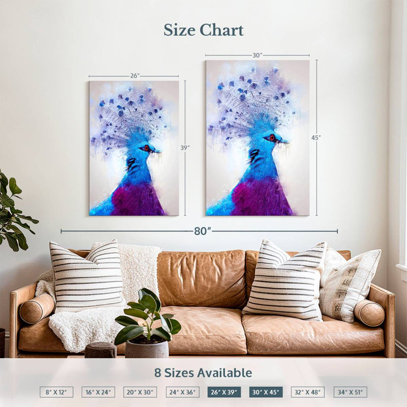 Brampt Victoria Crowned Pigeon, 39" H x 26" W