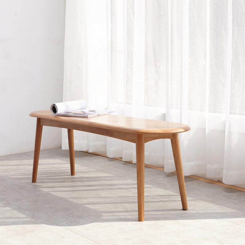 Natural Oak Wood Bench, 16.14" H x 39.37" W x 11.81" D