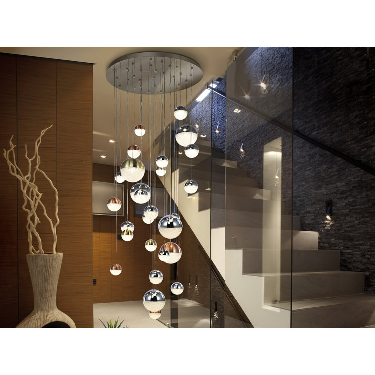 Avocet 27 - Light Chrome/Copper/Brass LED Cluster Pendant