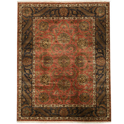 Tapis rouille et noir noué à la main de haute qualité