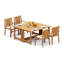 6 Seats 7 Pcs Grade-A Teak Wood Dining Set: 60" Square Rectangle Butterfly Table And 6 Cahyo Stacking Arm Chairs #11CH1406-440607715