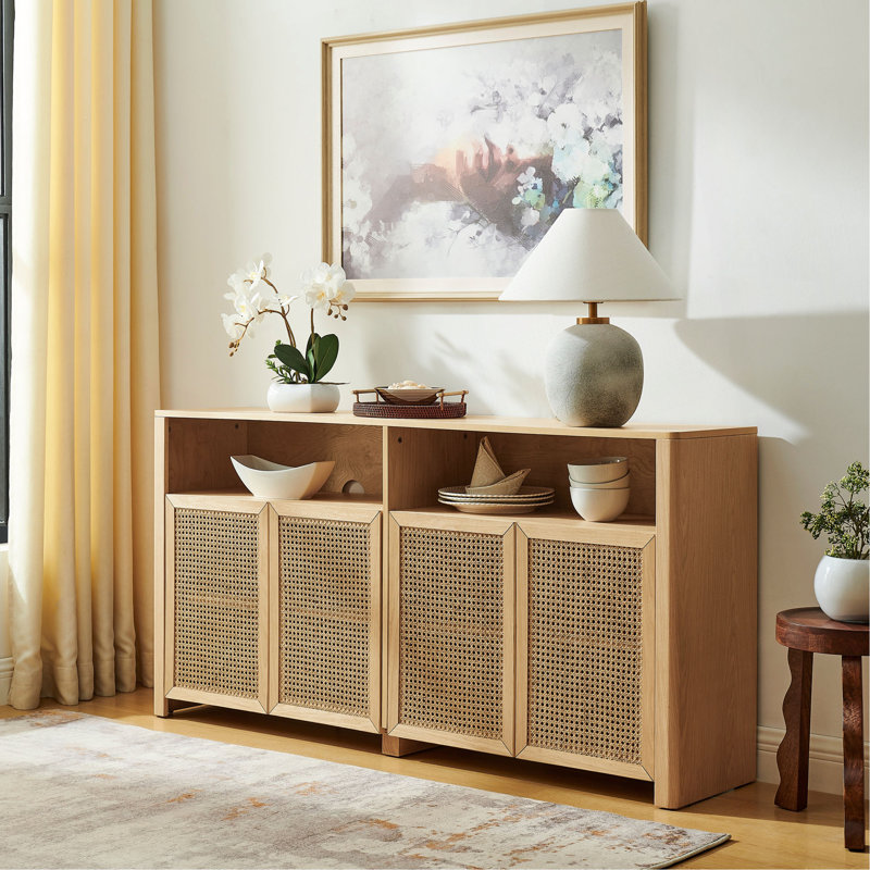 Armoire buffet 63 po Mid-Century, Naturel