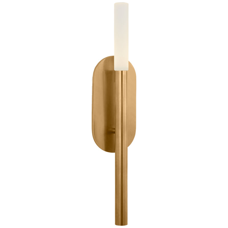 Kelly Wearstler Rousseau Medium Bath Sconce, Antique-Burnished Brass, Tube Bulb