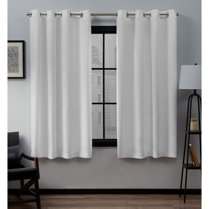 Panneaux de rideaux semi-transparents de couleur unie avec œillets Loha GT Aaliyah, Blanc hivernal, l 54" x L 108"