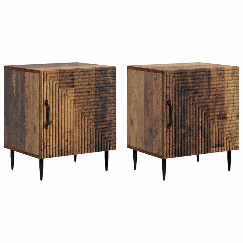 43cm W Manufactured Wood Bedside Table, Old Wood