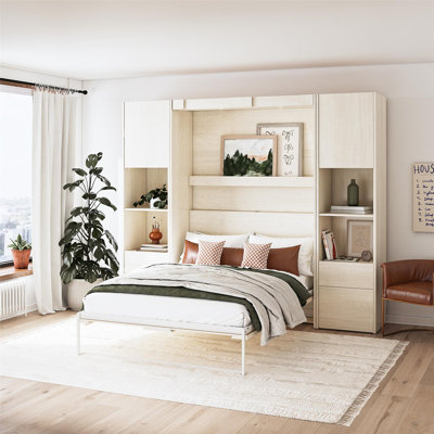 Greenwich Murphy Bed with 2 Wardrobe Side Storage Cabinets